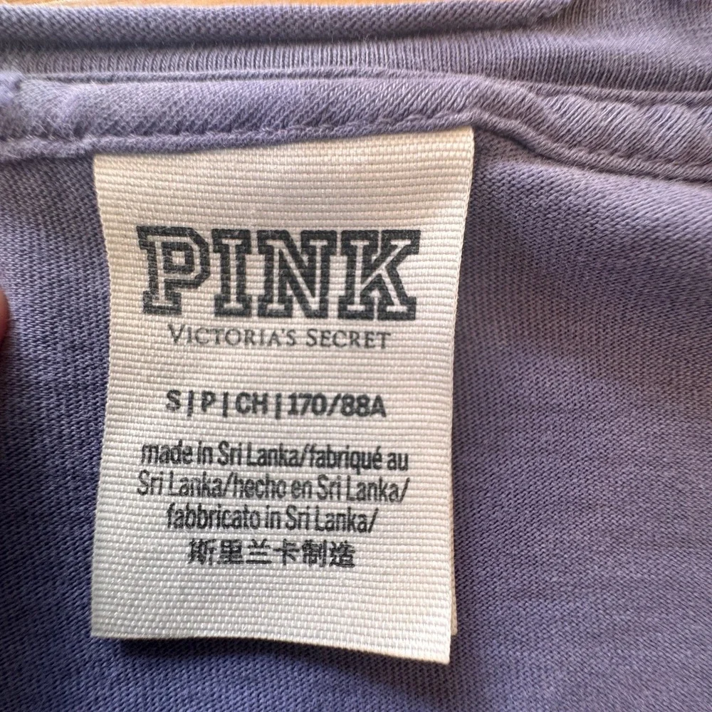 Y2K Victoria Secret PINK Long Sleeve TShirt Womens S Distressed Purple Lounge - Picture 8 of 13